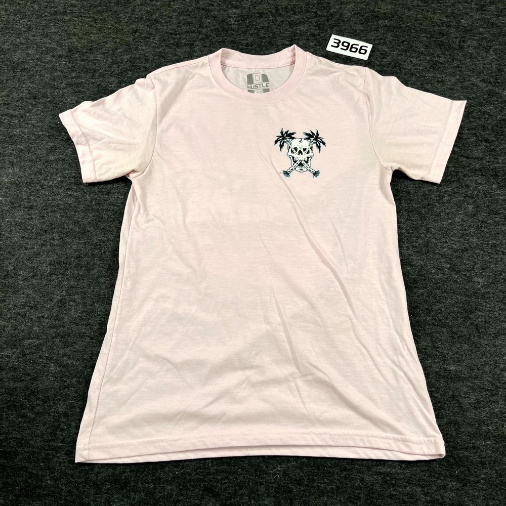 DG Hustle T Shirt Mens Small Pink Miami Florida Skeleton Surf Skull Graphic